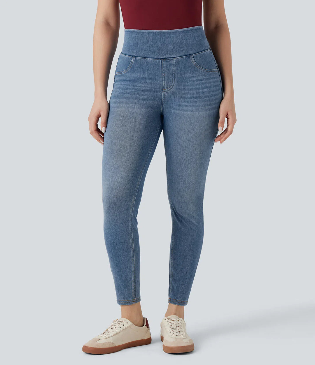 Halara Flex High-waisted Butt-lifting Tummy Control Skinny Denim Casual 7/8 Leggings with Pockets
