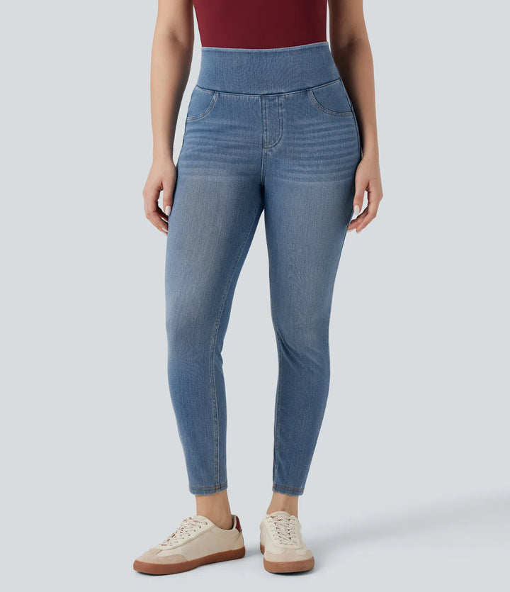 Halara Flex High-waisted Butt-lifting Tummy Control Skinny Denim Casual 7/8 Leggings with Pockets