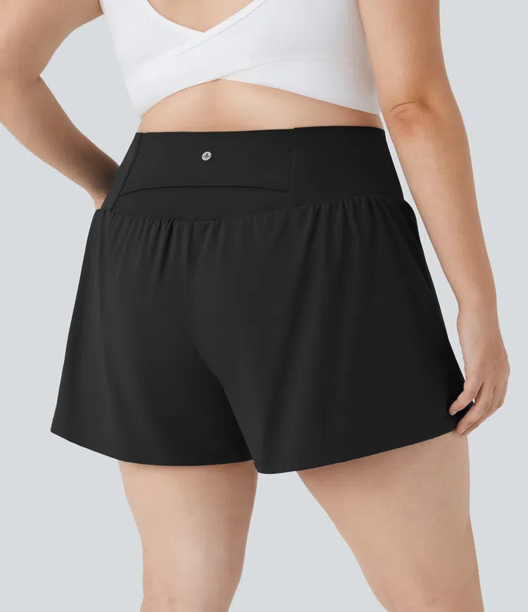 Super High Waisted Pocket &amp; Pocket 2-in-1 Yoga Plus Size Shorts 4&