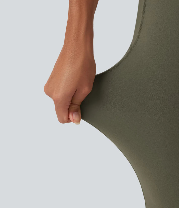 Halara UltraSculpt High Waisted Crossover Scrunch Butt Lifting Tummy Control Shaping Yoga Flare Leggings with Pockets