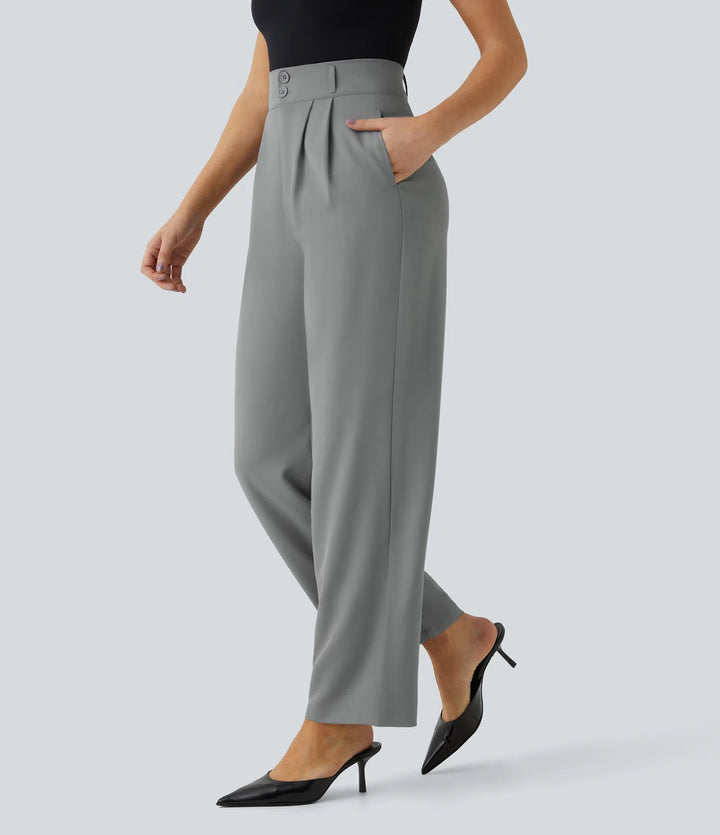Halara Flex High Waisted Zipper Pocket Shirred Straight Leg Work Pants