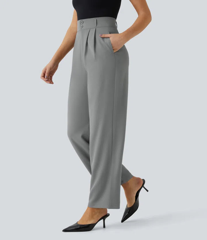 Halara Flex High Waisted Zipper Pocket Shirred Straight Leg Work Pants