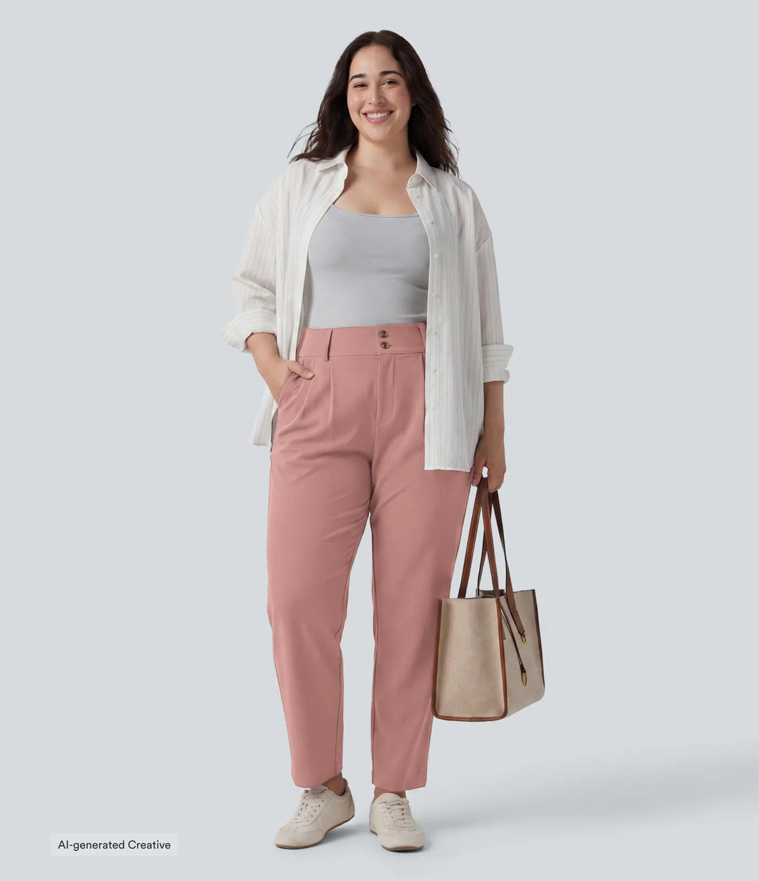 Plus Size Halara Flex High Waisted Tapered Waffle Work Pants with Pockets