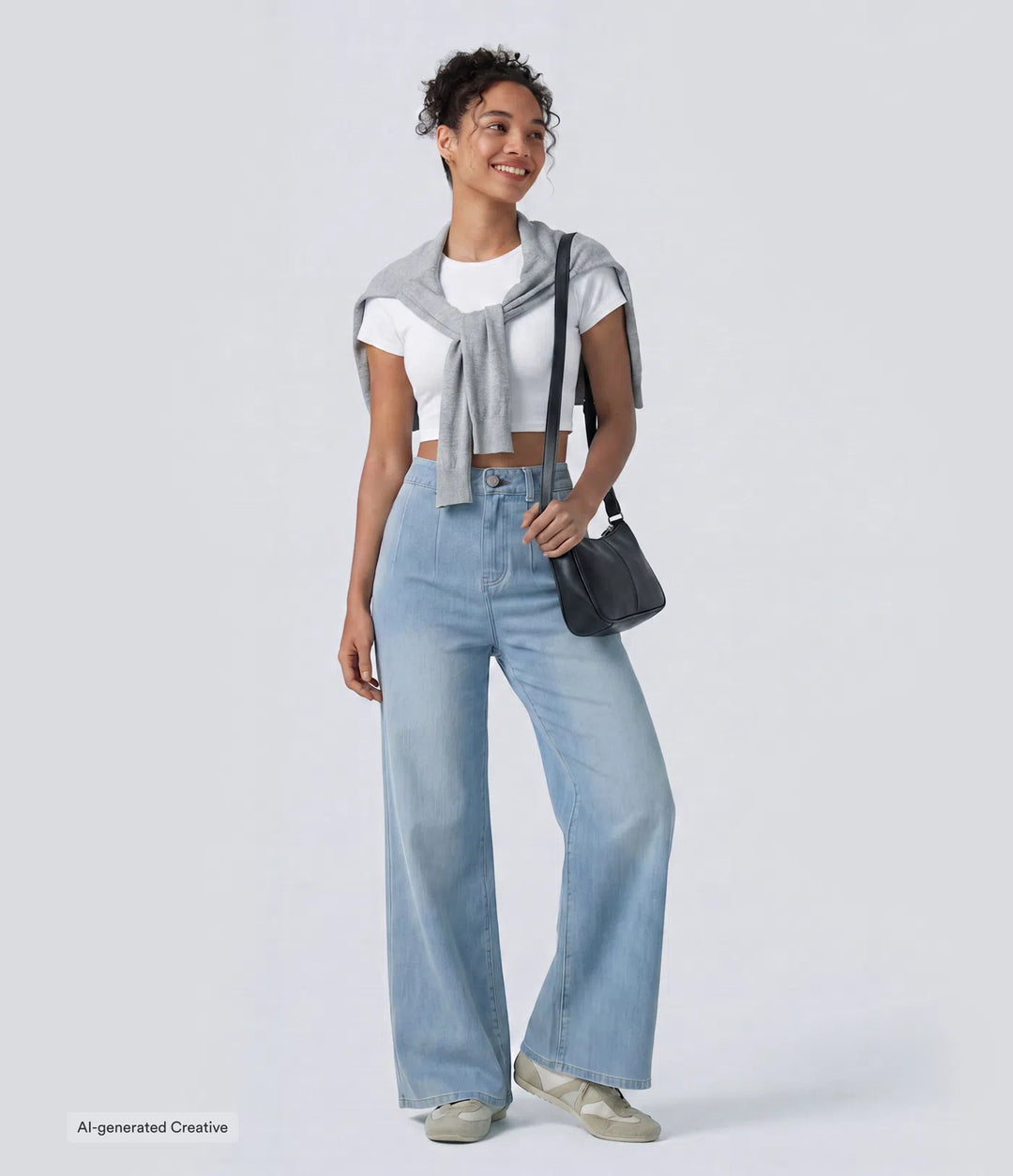 Halara Flex High Waisted Tummy Control Wide Leg Casual Jeans with Pockets