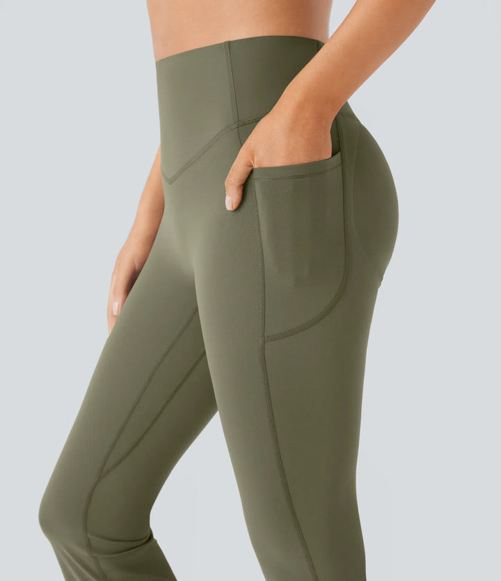 Halara UltraSculpt High Waisted Scrunch Butt Lifting Tummy Control Pocket Shaping Yoga Bootcut Leggings