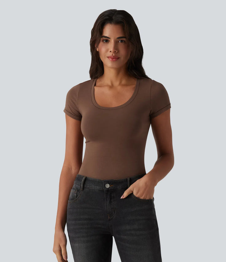 Halara Cotton Jersey Scoop Neck Short Sleeve Casual T-Shirt
