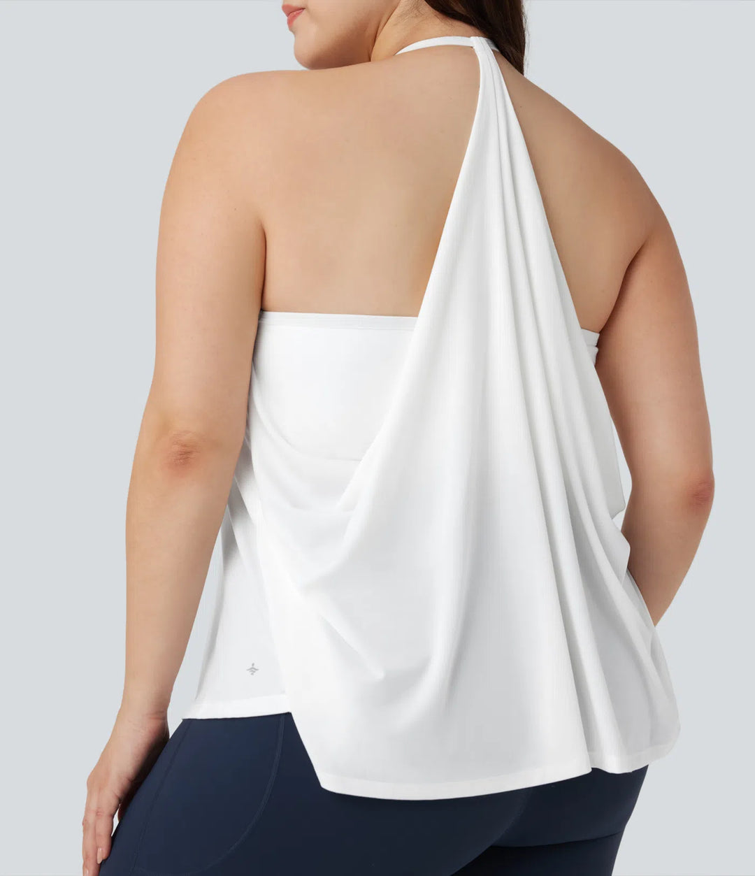 Plus Size SoftlyZero Airy Halter Draped InstantCool Yoga Sports Top