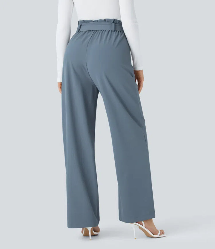 Halara Flex Paper Bag High Waisted Belted Pocket Wide Leg Work Pants