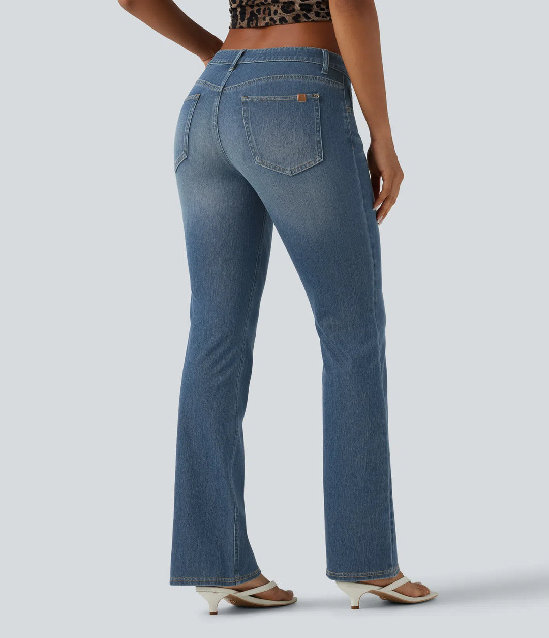 Halara Flex Low Rise Washed Bootcut Casual Jeans with Pockets