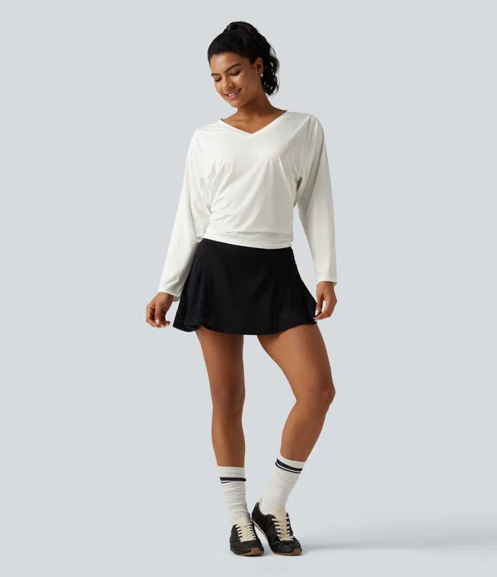 Sweetheart Neck Long Sleeve Ruched Yoga Sports Top