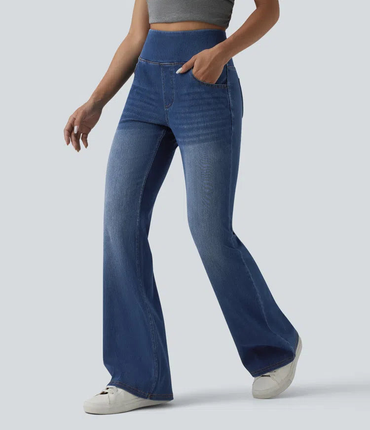 Halara Flex High Waisted Tummy Control Casual Flare Jeans with Pockets