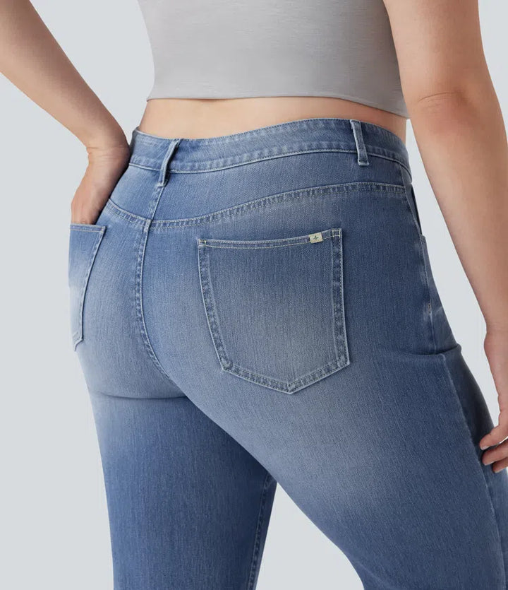 Plus Size Halara Flex High Waisted Washed Casual Bootcut Jeans with Pockets