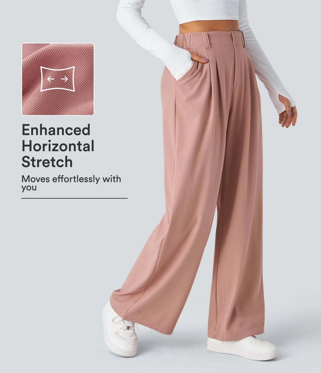 Halara Flex High Waisted Pocket Wide Leg Waffle Work Pants