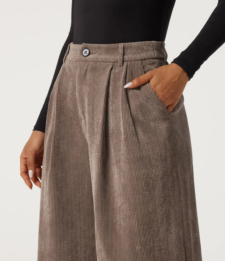 High Waisted Wide Leg Corduroy Work Pants with Pockets