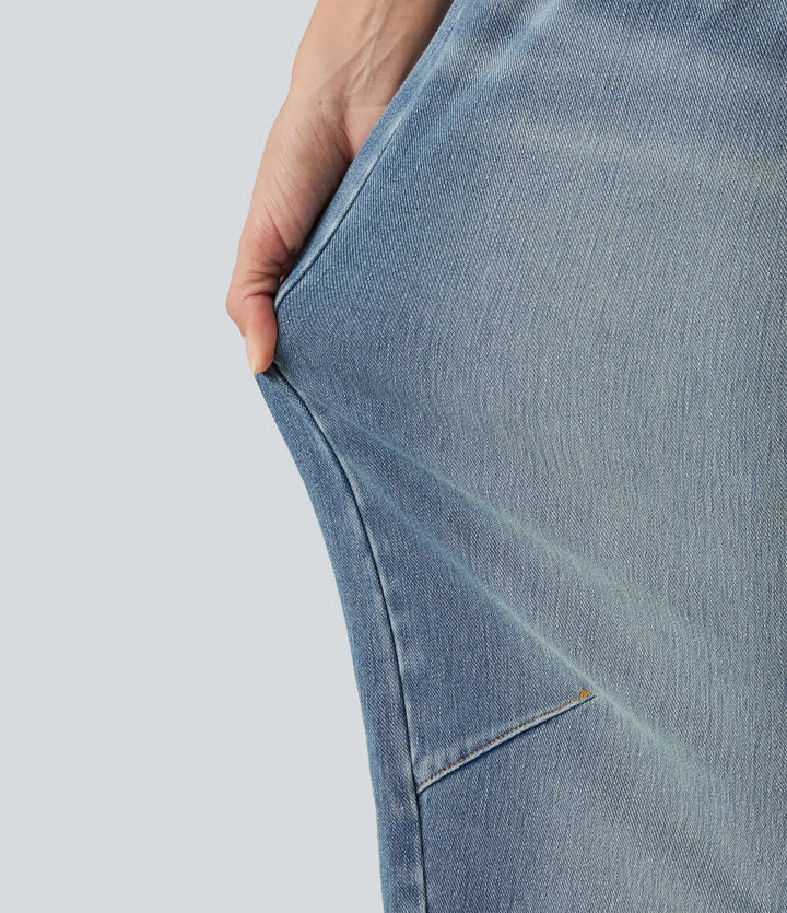 Halara Flex High-waisted Casual Barrel Leg Jeans with Pockets