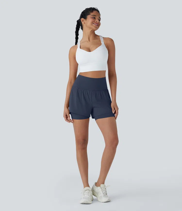 SoftlyZero Airy Super High Waisted 2-in-1 InstantCool Yoga Shorts 5&