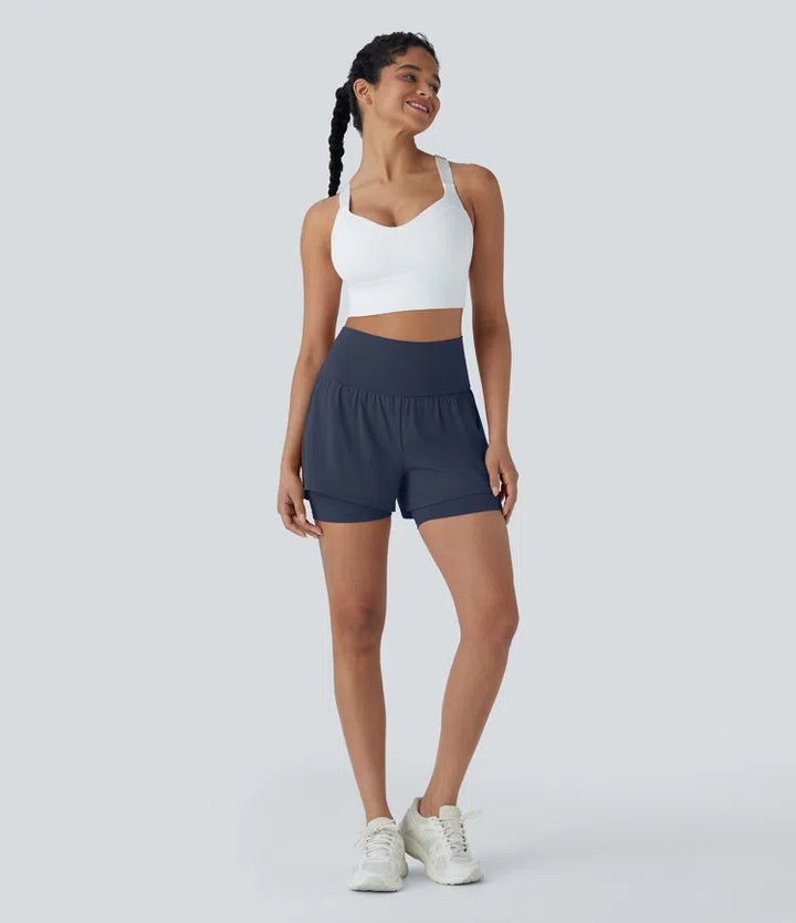 SoftlyZero Airy Super High Waisted 2-in-1 InstantCool Yoga Shorts 5&