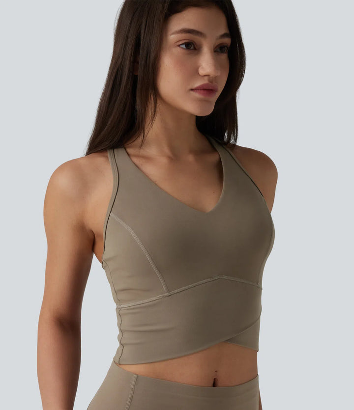 Halara UltraSculpt Medium Support V Neck Racerback Cropped Workout Tank Top