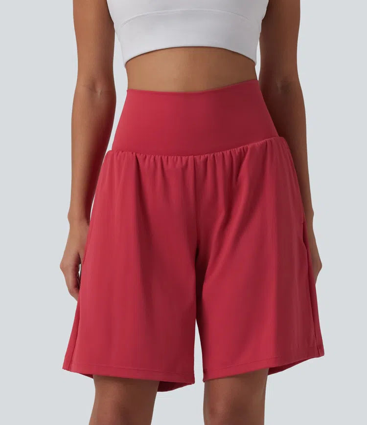 SoftlyZero Airy Super High Waisted 2-in-1 InstantCool Yoga Shorts 9" with Pockets