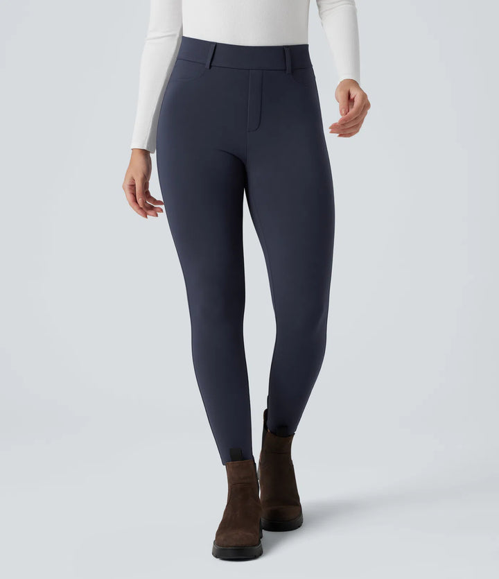 SoftlyZero Plush Thermal High Waisted Casual 7/8 Leggings with Pockets