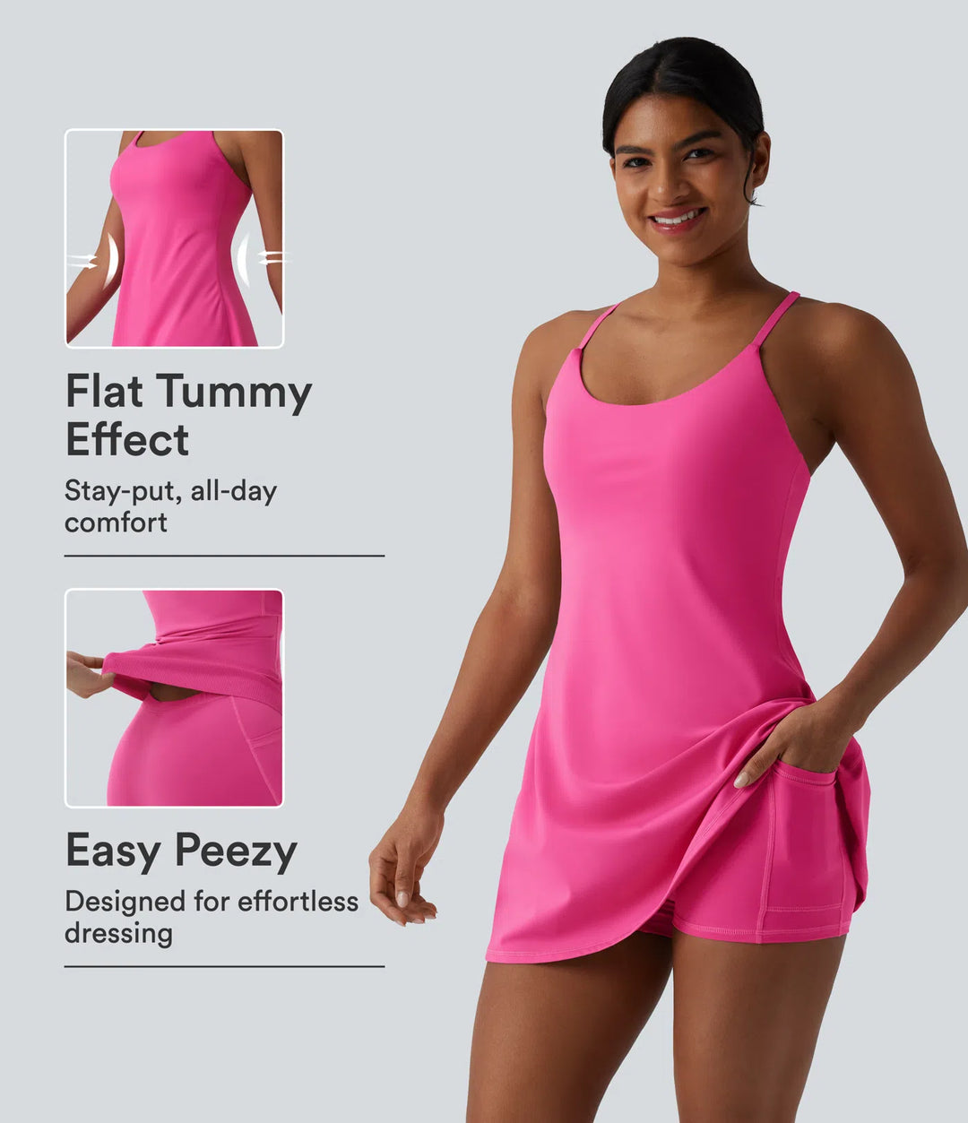 Softlyzero Plush Tummy Control Active Dress with Pockets-Easy Peezy Edition