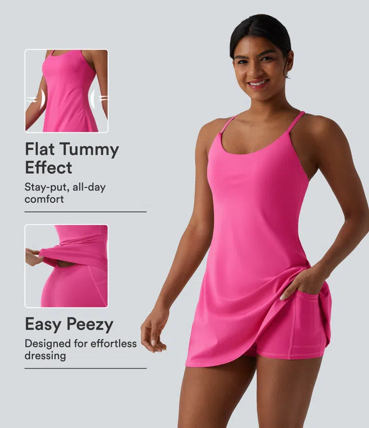 Softlyzero Plush Tummy Control Active Dress with Pockets-Easy Peezy Edition