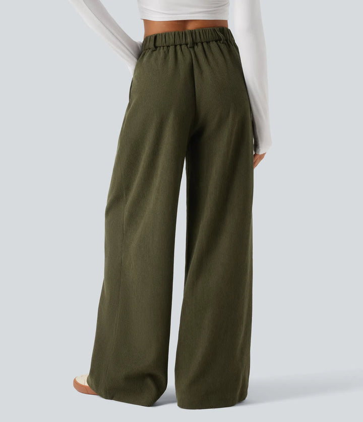 High Waisted Baggy Corduroy Casual Pants with Pockets