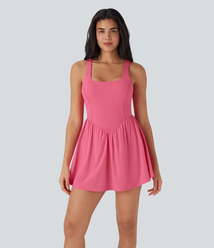 Breezeful Tie Back 2-in-1 Quick Dry Mini Dance Active Dress with Pocket-Easy Peezy Edition