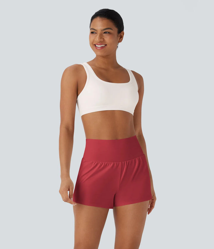 SoftlyZero Airy Super High Waisted 2-in-1 InstantCool Yoga Shorts with Pockets