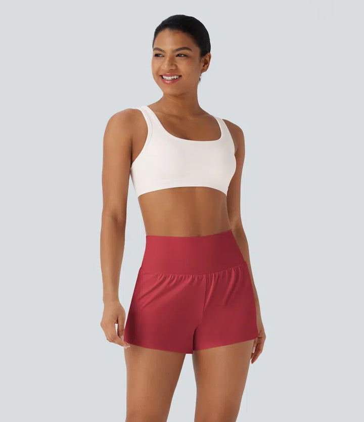 SoftlyZero Airy Super High Waisted 2-in-1 InstantCool Yoga Shorts with Pockets