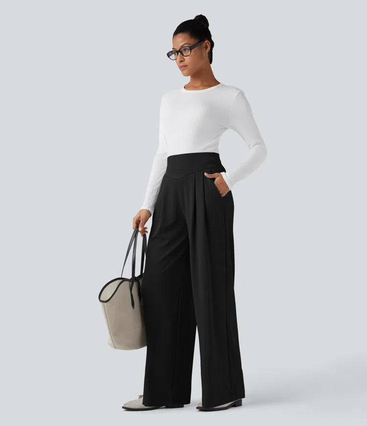 Halara Flex High Waisted Tummy Control Crepe Work Straight Leg Pants with Pockets