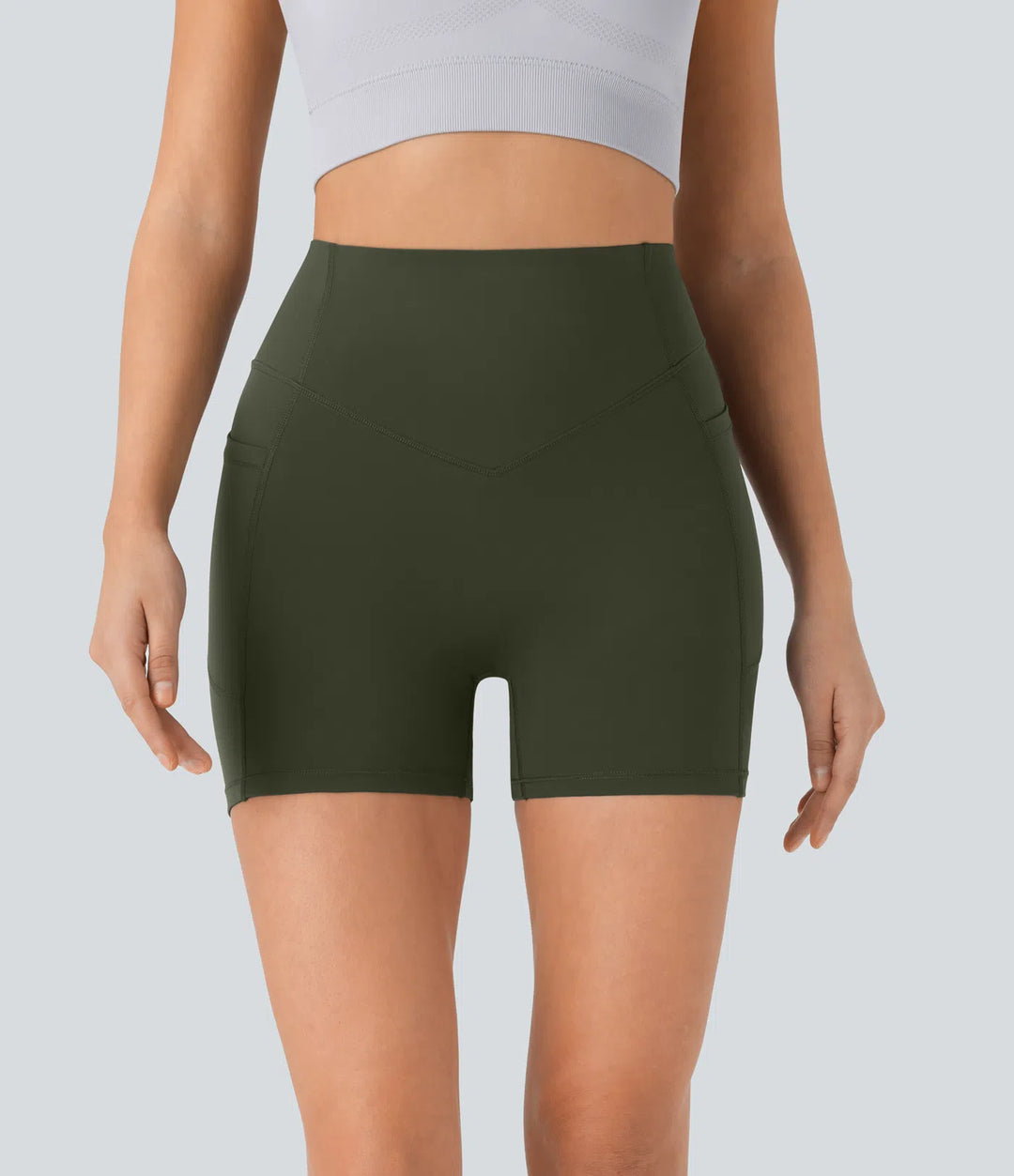 Halara UltraSculpt High Waisted Scrunch Butt Lifting Tummy Control Pocket Shaping Workout Biker Shorts 5&