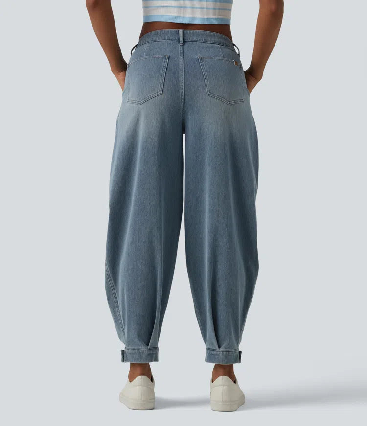 Halara Flex Mid Rise Denim Casual Balloon Joggers with Pockets