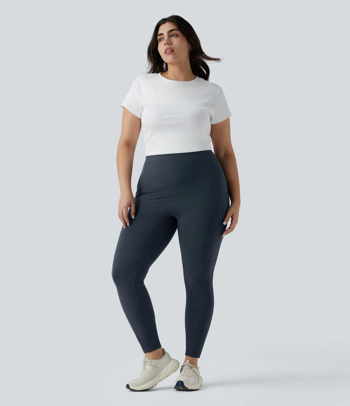 Plus Size Halara UltraSculpt High Waisted Tummy Control Butt Lifting Ruched Yoga Leggings with Pockets