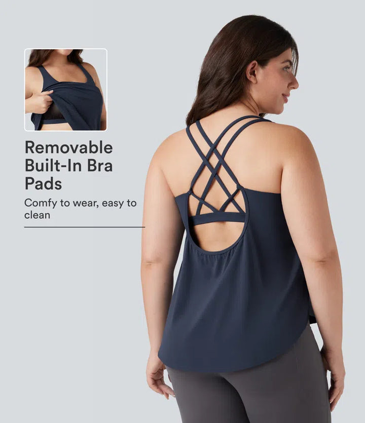 Plus Size Halara UltraSculpt Round Neck Curved Hem Running Tank Top