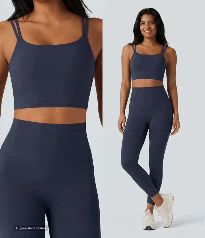 Halara UltraSculpt Double Straps Twisted Backless Cropped Yoga Tank Top