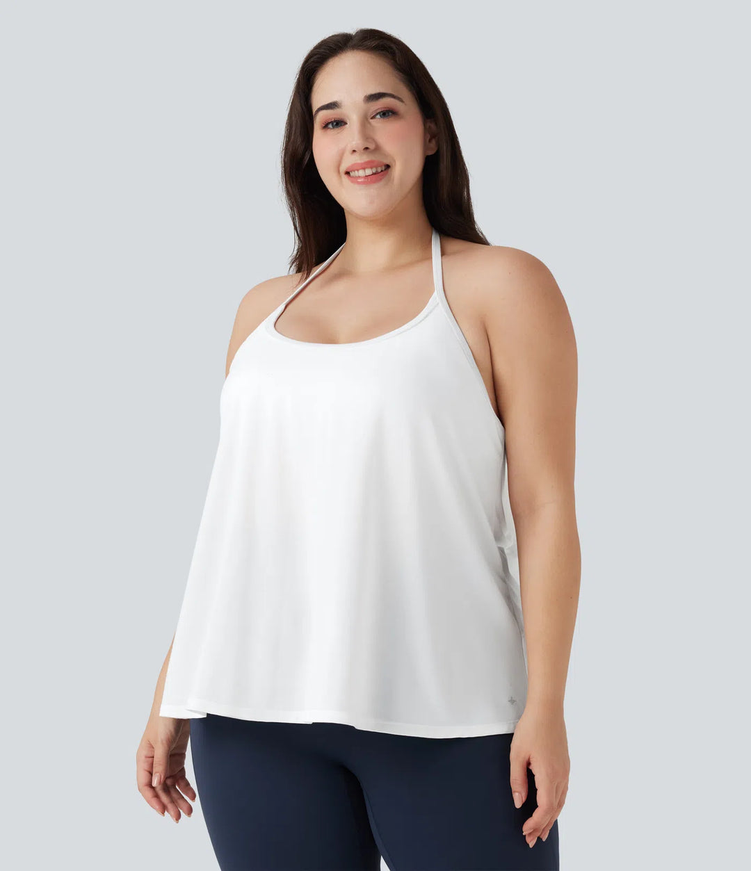 Plus Size SoftlyZero Airy Halter Draped InstantCool Yoga Sports Top