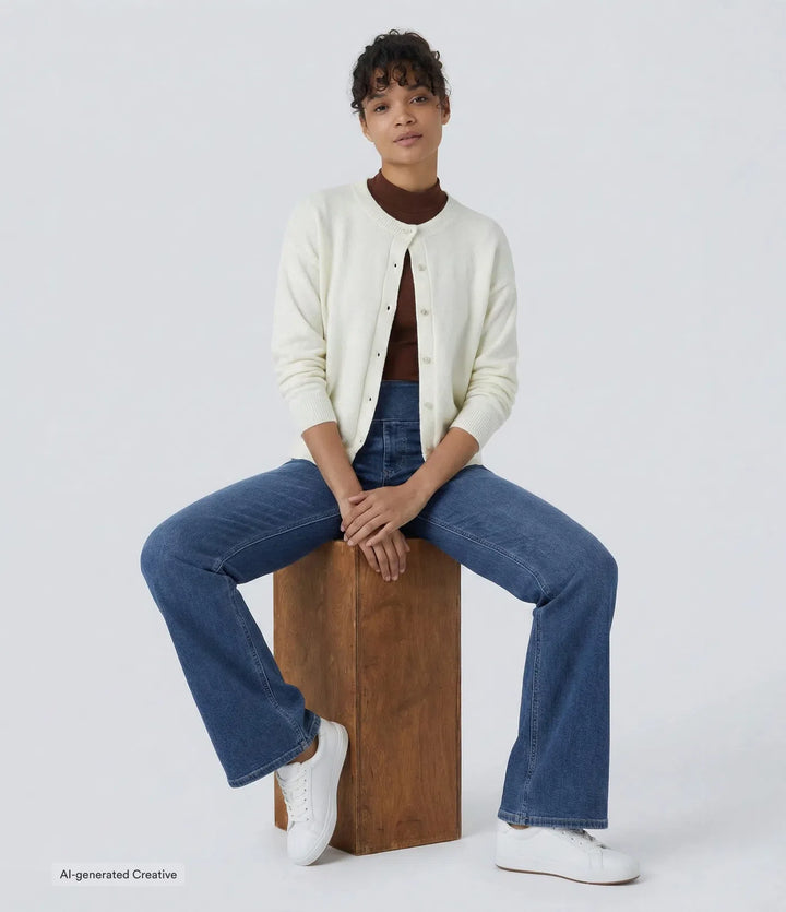 Halara Flex High Waisted Pockets Washed Casual Bootcut Jeans