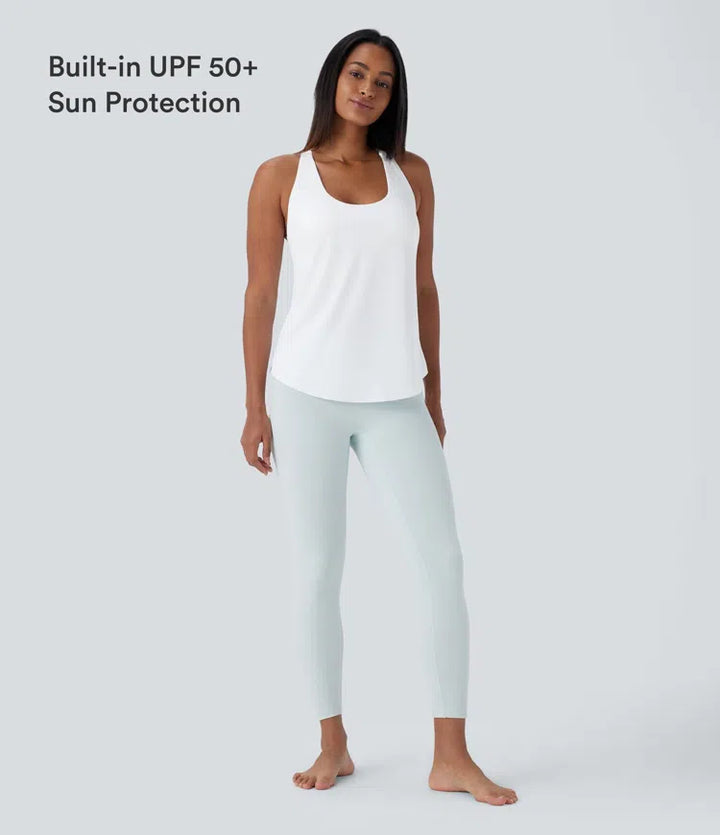 U Neck Curved Hem InstantCool Yoga Tank Top-UPF50+