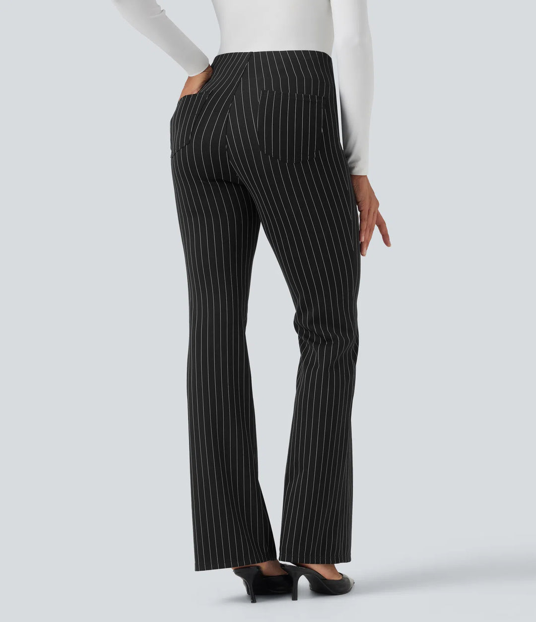 Halara Flex High Waisted Striped Work Flare Pants with Pockets