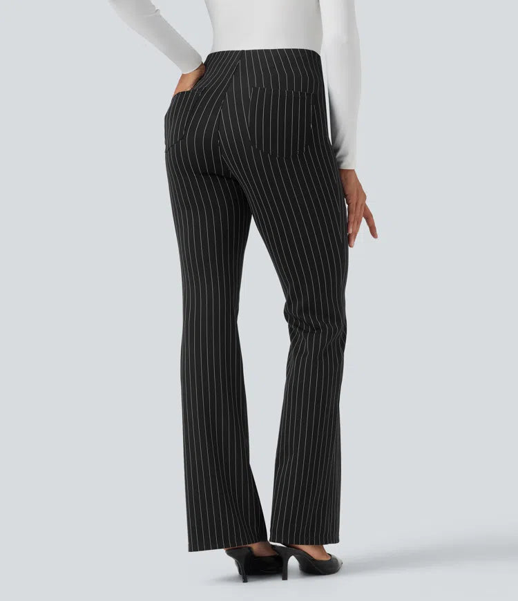 Halara Flex High Waisted Striped Work Flare Pants with Pockets