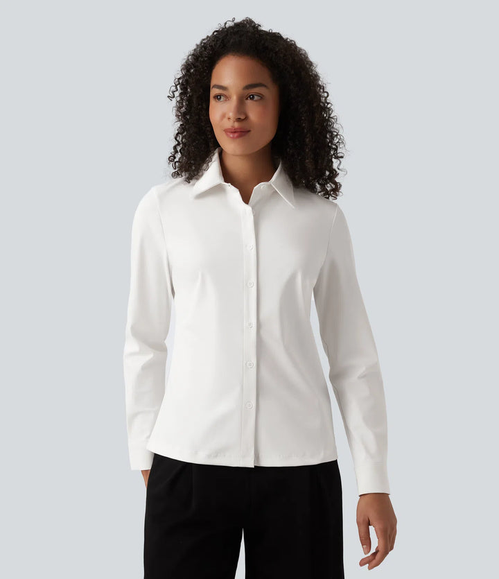 Wrinkle Recovery Collar Long Sleeve Quick Dry Work Shirt