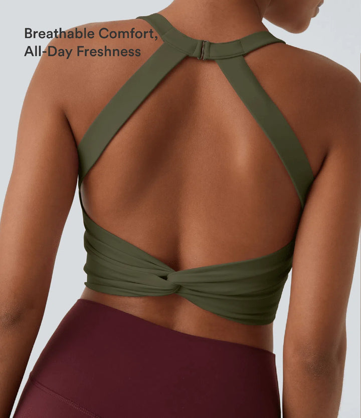 SoftlyZero Plush Cut Out Cropped Yoga Tank Top