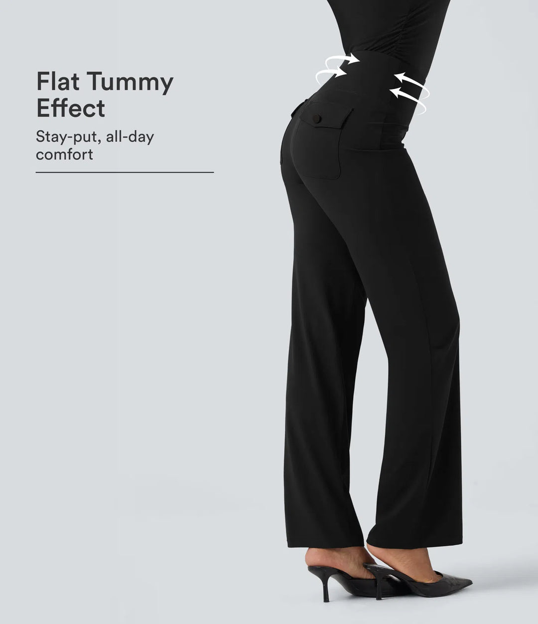 Halara UltraSculpt High Waisted Tummy Control Straight Leg Work Pants with Pockets