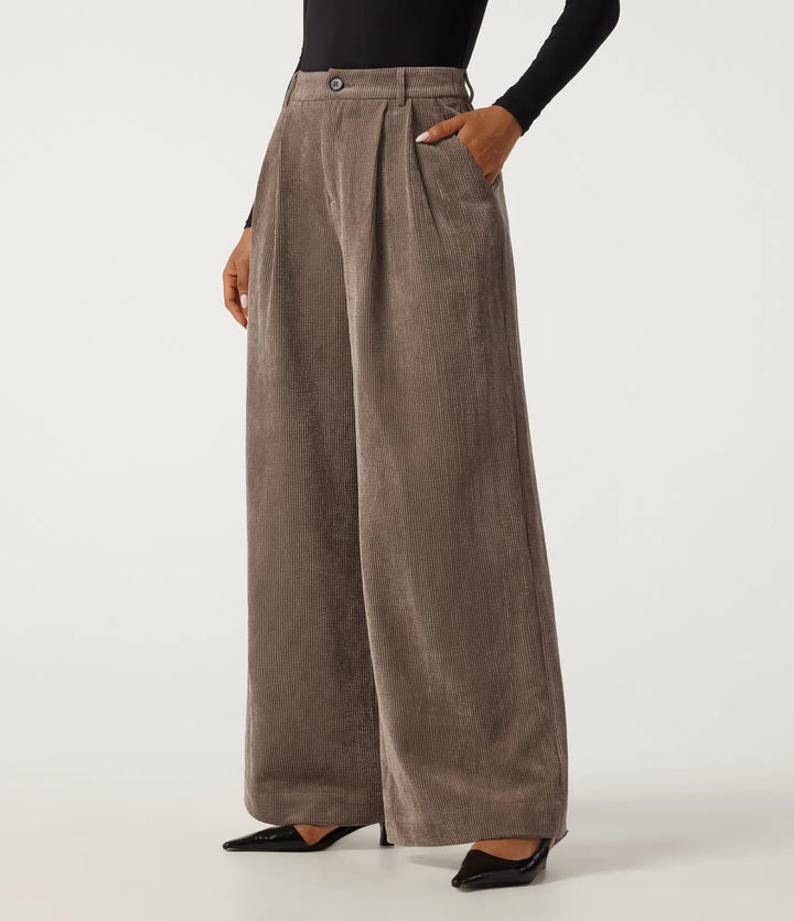 High Waisted Wide Leg Corduroy Work Pants with Pockets