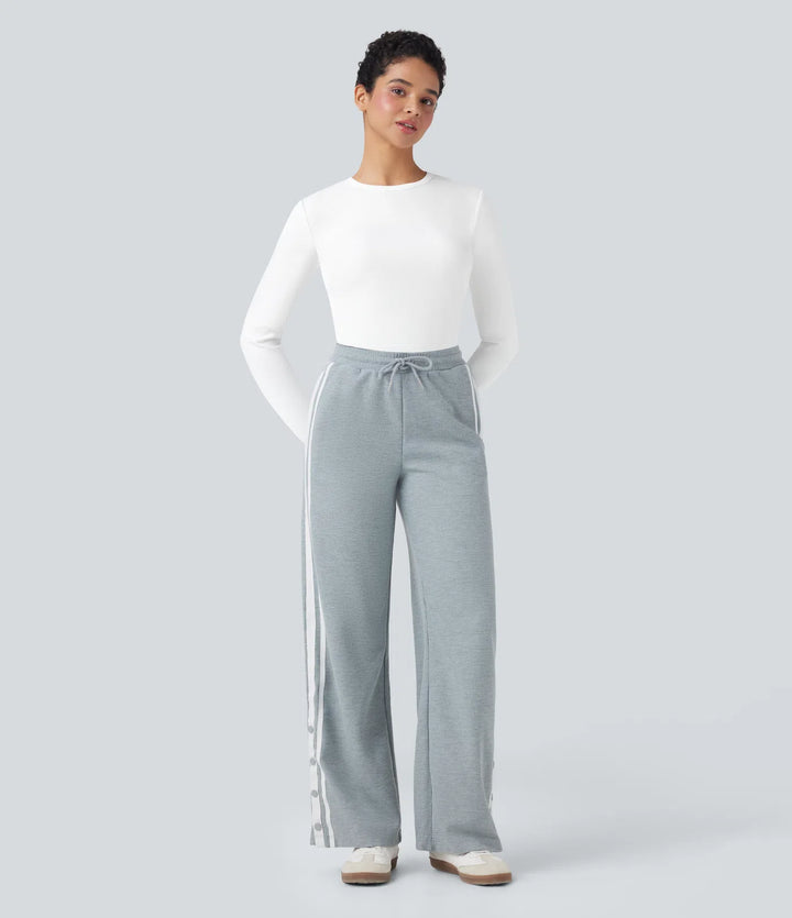 Ribbed Knit Round Neck Long Sleeve Casual Top