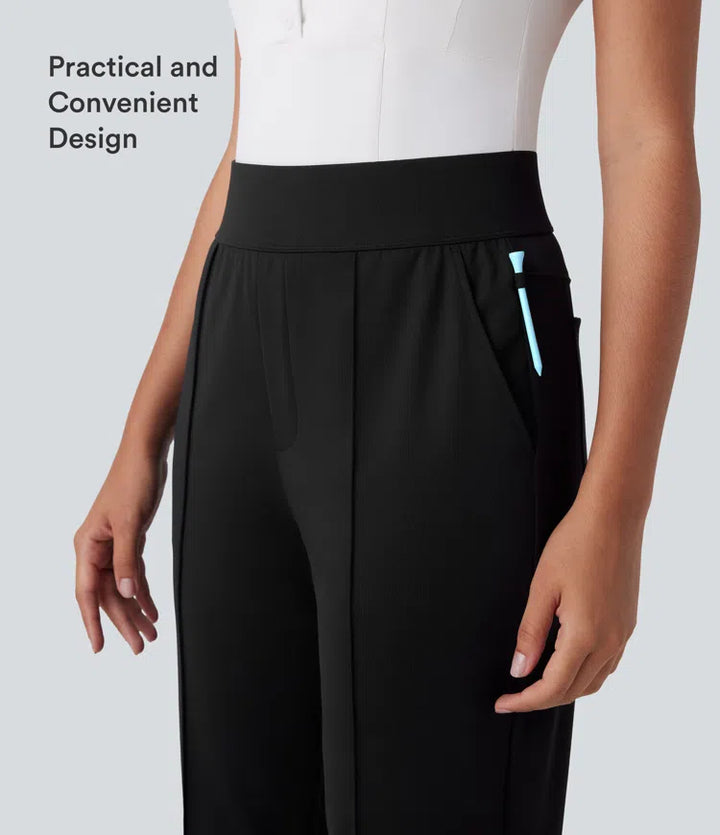 Mid High Waisted Pockets Quick Dry Golf Pants-Golf Tee-UPF40+