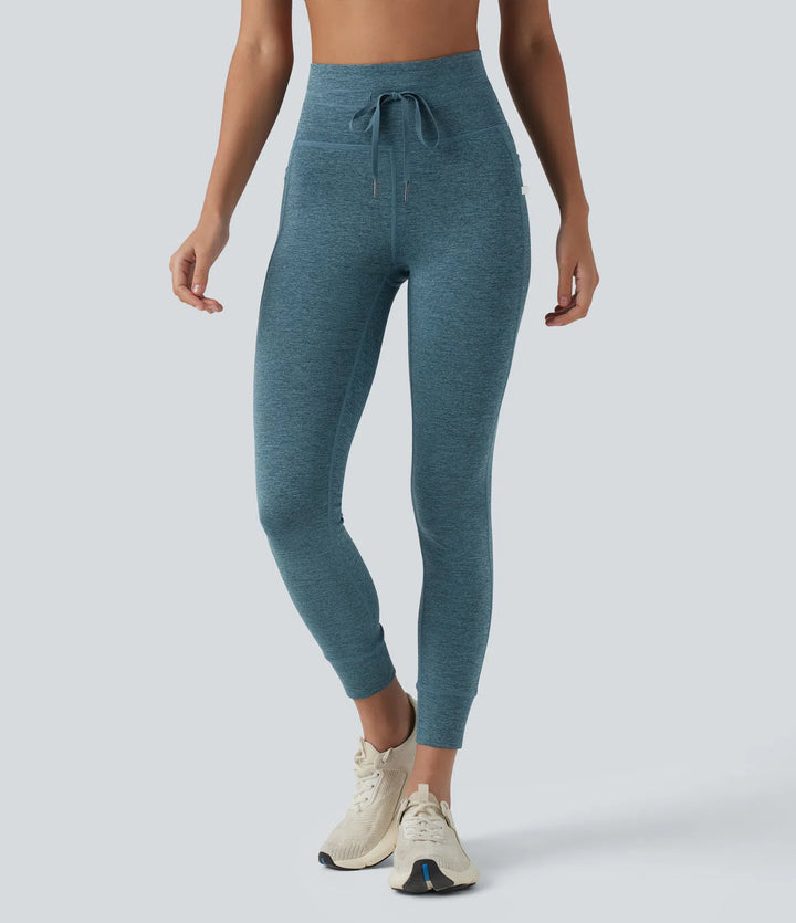 Halara UltraSculpt Heathered High Waisted Drawstring Quick Dry Yoga 7/8 Leggings with Pockets