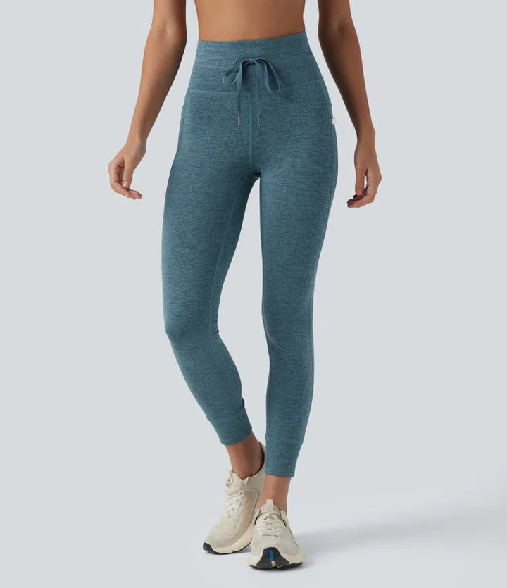 Halara UltraSculpt Heathered High Waisted Drawstring Quick Dry Yoga 7/8 Leggings with Pockets