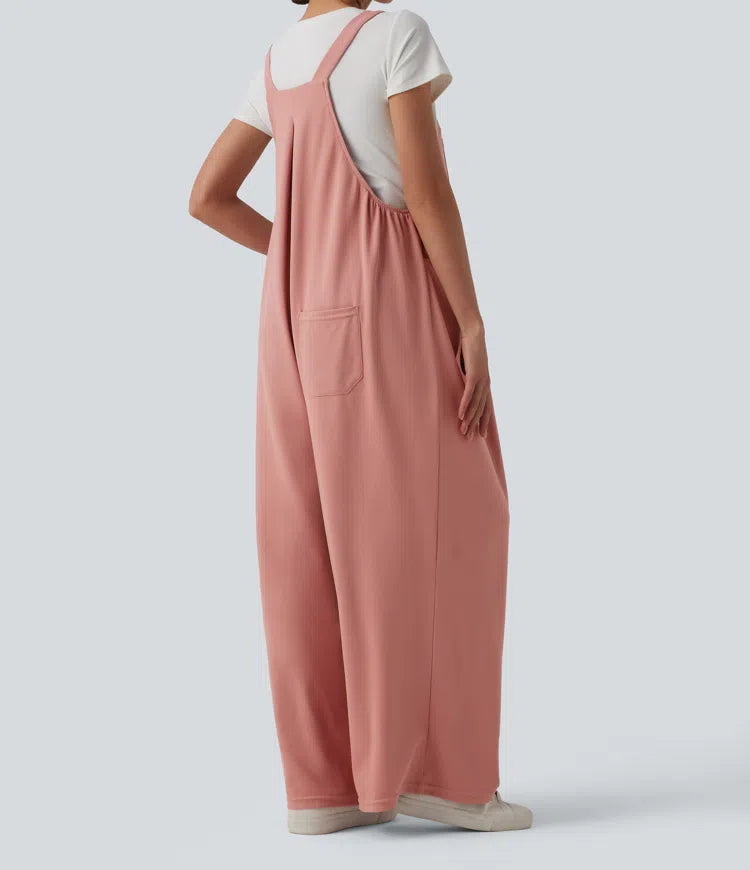 Adjustable Straps Waffle Casual Maternity Overalls with Pockets